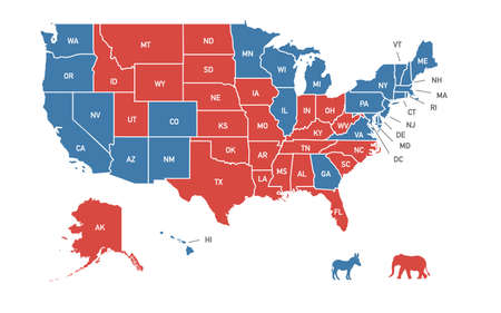 Map of 2020 USA presidential elections results per stateの写真素材