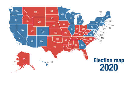Map of 2020 USA presidential elections results per stateの写真素材