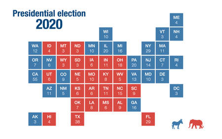 Map of 2020 USA presidential elections results per stateの写真素材
