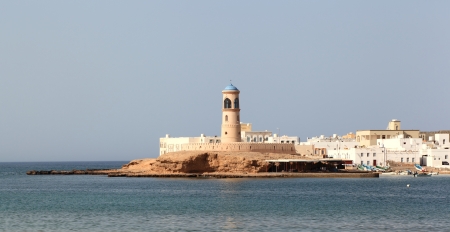 Sur lighthouse and harborの写真素材