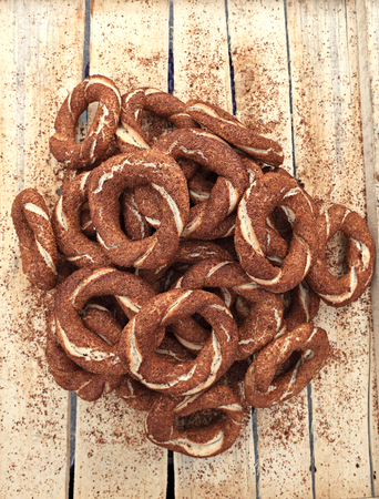 Istanbul Street Food:Simit Breadの写真素材