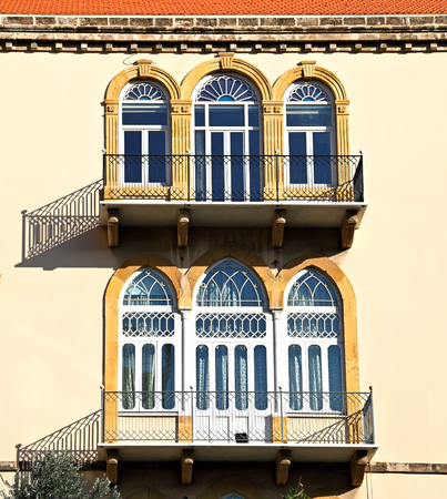 Traditional triple arch Lebanese windows and doorsの写真素材