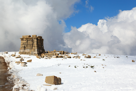 Faqra Roman Ruins in the Snow, Lebanonの写真素材