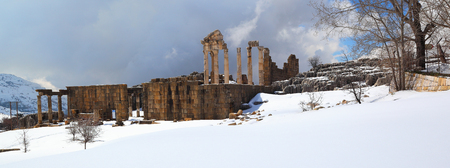 Faqra Roman Ruins in the Snow, Lebanonの写真素材