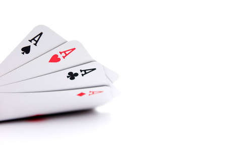 Close up of all the aces - isolated against whiteの写真素材