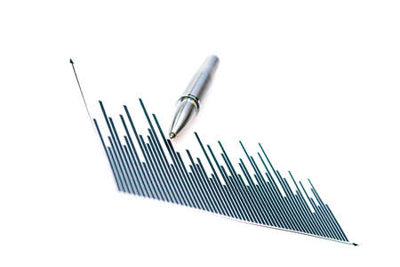 Silver pen & generic graph - shallow depth of field & slight grainの写真素材