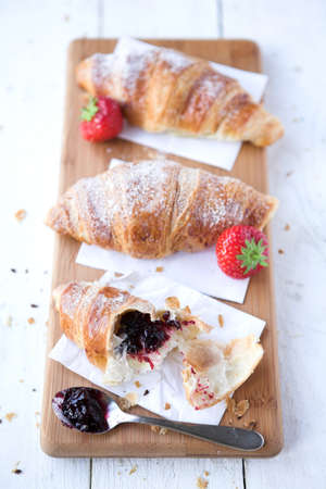Croissants with jamの写真素材