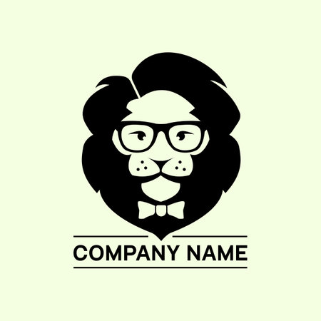 Nerdy lion logo wearing glasses and bow tieのイラスト素材