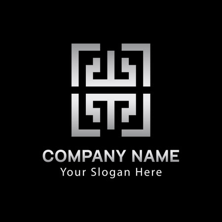 WM silver logo that looks elegant and luxuriousのイラスト素材
