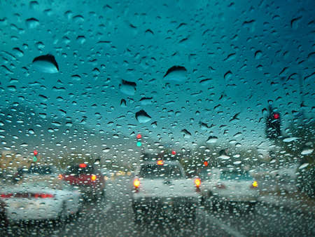 rain drops on a windshieldの写真素材