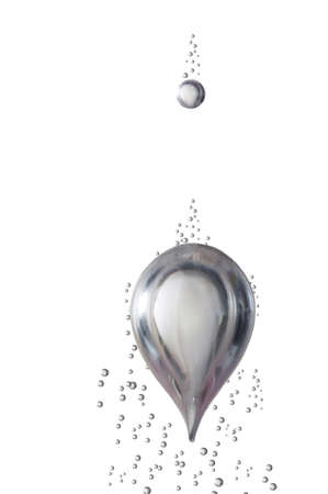 Air bubbles rising toward the surface oveer a white backgroundの写真素材