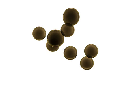 Oil bubbles isolated over a white background.