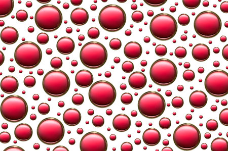 Red bubbles over a white background