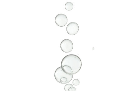 A cascade of light gray bubbles