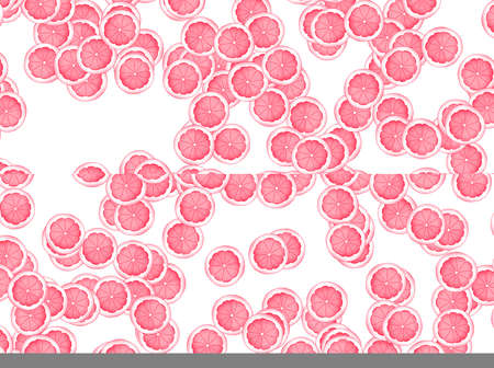 Grapefruit slices over a white background. Red, slices.