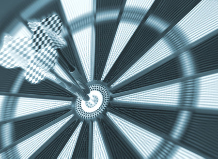 hitting bulls-eye in blue tone