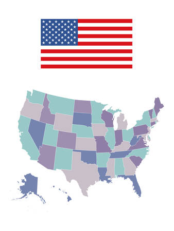 USA Map and Flagのイラスト素材