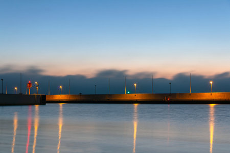 Entrance to the main port of Gdynia at dawn