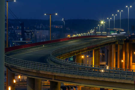 Exit from the flyover towards the port in Gdyniaの写真素材
