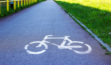 Bicycle symbol on the cycle path in Poland