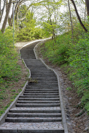 Stone stairs leading to the top of the hill in Poland