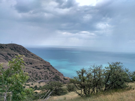 Mountain by the seaの写真素材