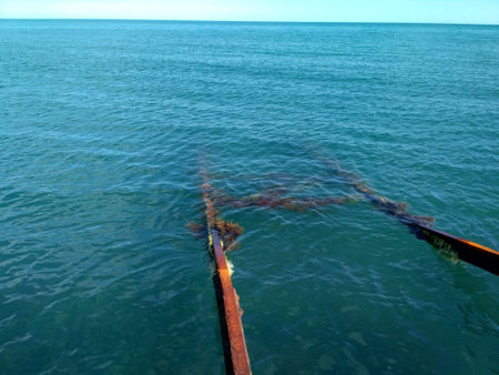 Railing in the sea