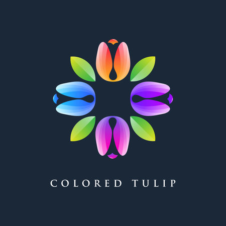 colored tulip  logo design templateのイラスト素材