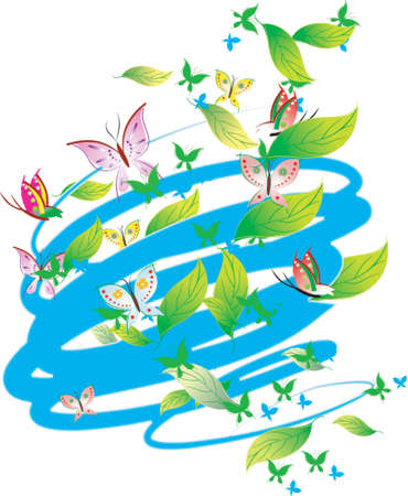 Pastel Colors Butterflies, Leaves, Scrolls.のイラスト素材