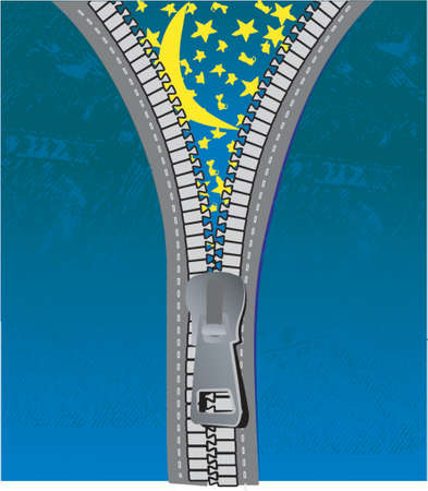 Starry Night Over Jeans With Zipper. のイラスト素材