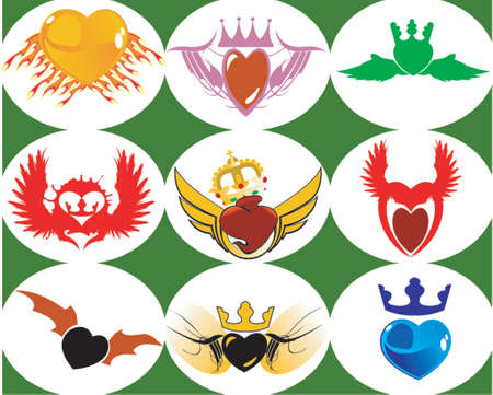 Nine Brand New Crown Hearts on the Wingsのイラスト素材