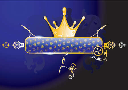 Gold Crown and Glow Blue Bannerのイラスト素材