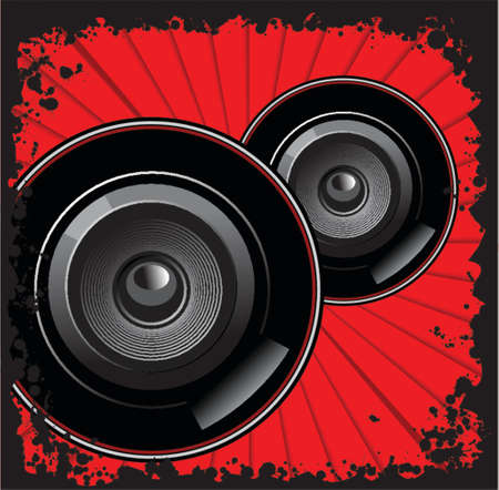Black Sub-woofers Red Background Black Grungeのイラスト素材