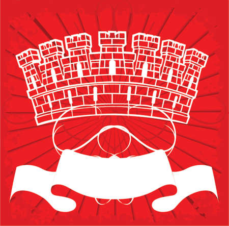 White Tower On Red Ornate Background. のイラスト素材