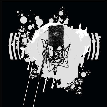 Graffiti Black and White Microphone.のイラスト素材