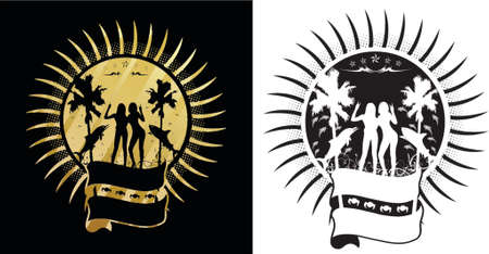 Holidays Travel Logo. Gold And Black And White.のイラスト素材