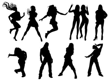 Dancing Girls Silhouetteのイラスト素材