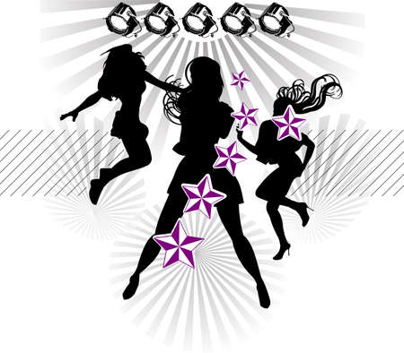 Girls Silhouette Show Starsのイラスト素材