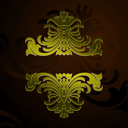 Gold Decorative Vintage Ornate Banner. Vector Illustration. No Meshesのイラスト素材
