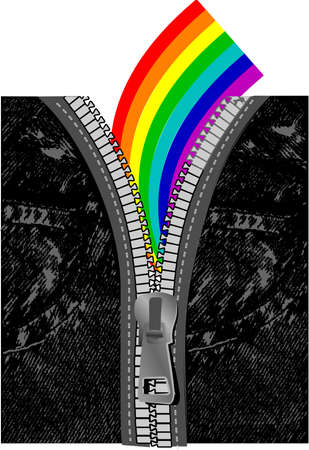 Rainbow Over Jeans With Zipper. Vector Illustration. No Meshes.のイラスト素材