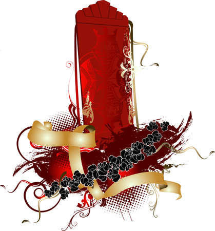 3D Vertical Red King Bannerのイラスト素材