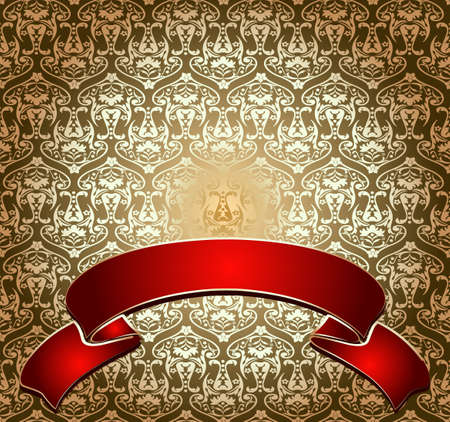 Red On Gold Ornate Bannerのイラスト素材