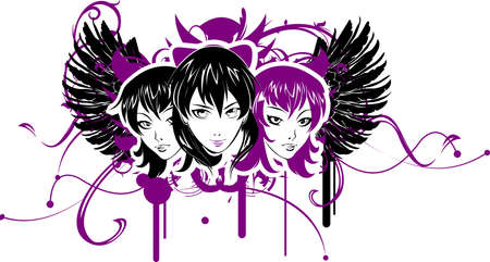 Three Emo Girlsのイラスト素材