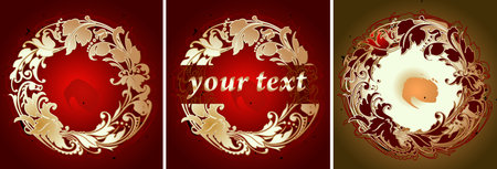 Red Gold Various Circle Ornament with text or notのイラスト素材