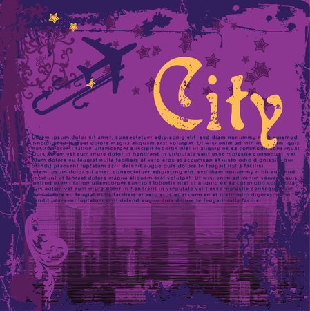 Grunge Purple City Flayerのイラスト素材