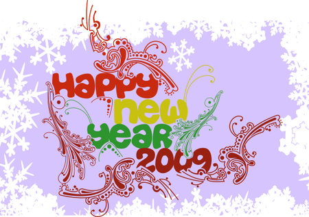 Multicolored Happy New Year 2009のイラスト素材