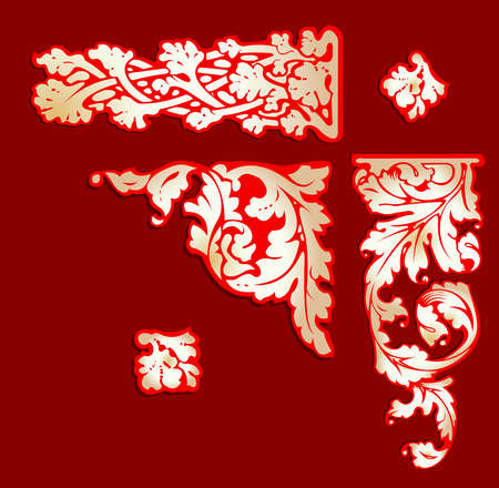 Baroque Red Gold Clip-art. All Curves Separately.More In My portfolio.のイラスト素材