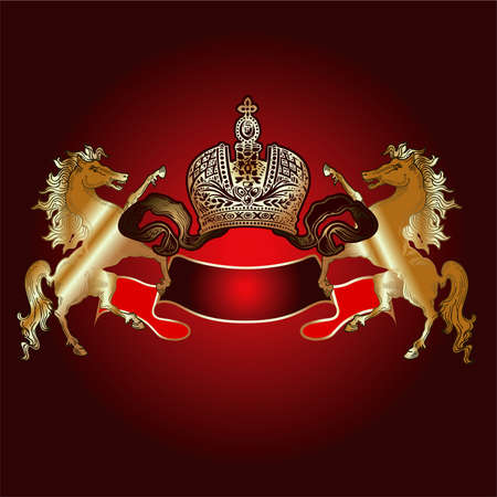 King Crown and Golden Horsesのイラスト素材