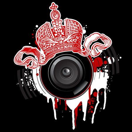 Graffiti Red Crown and Loudspeakerのイラスト素材