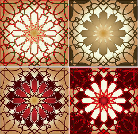 Red Gold Various Seamless Quad Ornamentのイラスト素材